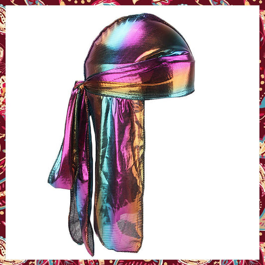 Shiny Multicolor Durag displaying a vibrant array of colors.