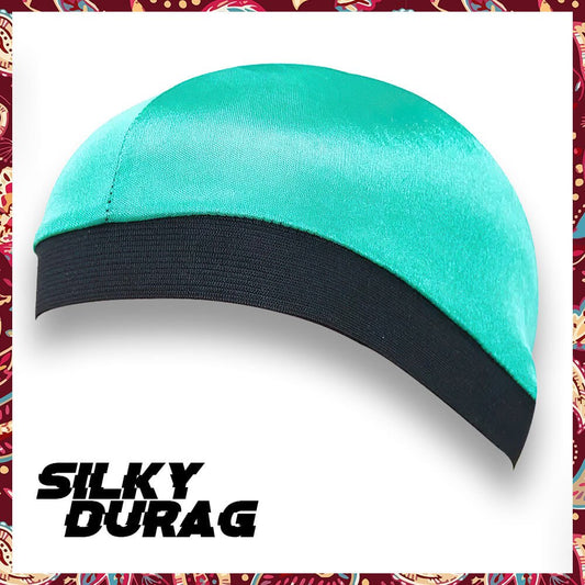 Bright turquoise wave cap for hair protection.